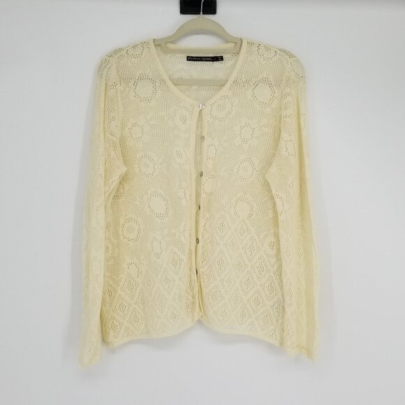 Gudrun Sjoden Sweaters - Gudrun Sjoden Wispy Pointelle Ivory Cardigan L - Summer, Boho, Cottage, Vintage